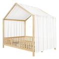 thumbnail image 4 of Noble House Full Floor Bed with Canopy and Guardrails, Wood House Bed Frame for Kids, Natural, 4 of 11