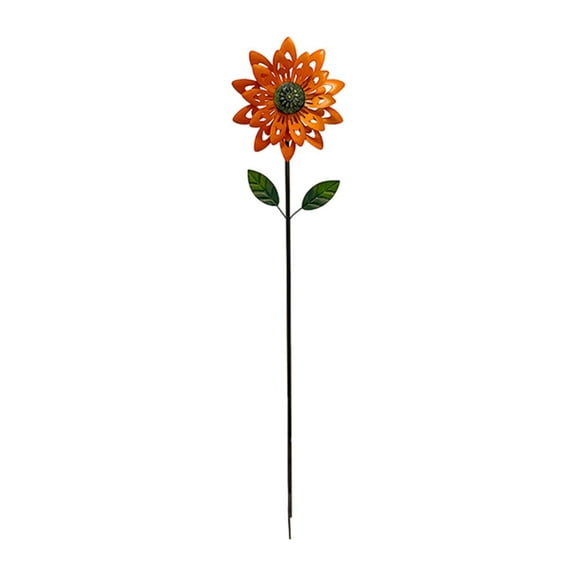 colaxi Metal Wind Garden Stake Lawn Decoration Rotatable Sturdy Versatile for Yard Art Decor Windmill Height 116cm Orange
