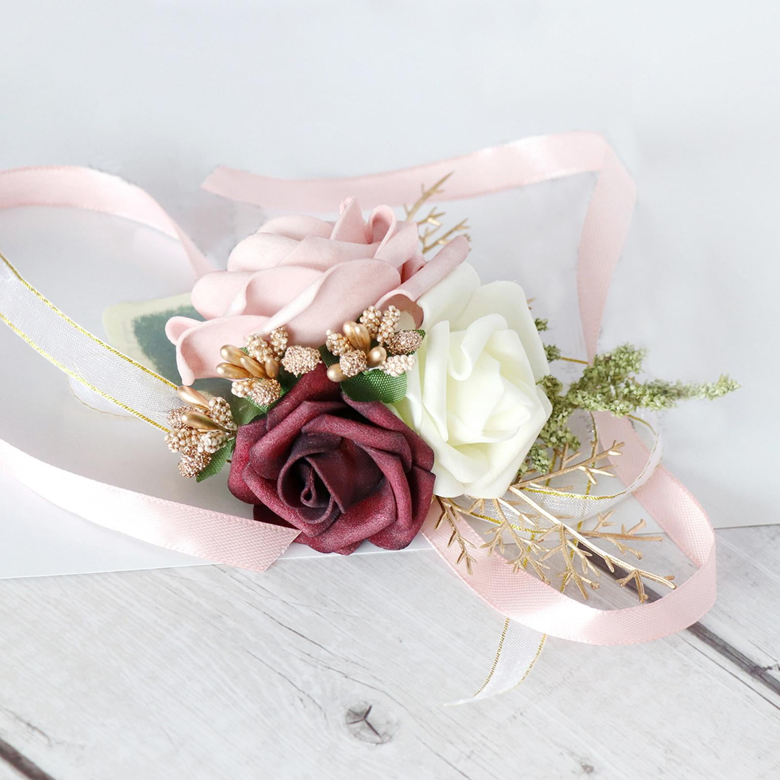 6 Ramilletes De Novio Para Bodas - Rosas Blancas Con Perlas, Broche Imperdible, Para Novios E Invitados