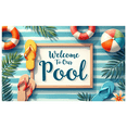 thumbnail image 2 of Tropical Design Pool Party Banner Summer Decoration Striped Background Welcome Sign for Poolside Beach Party Outdoor Event, 2 of 7