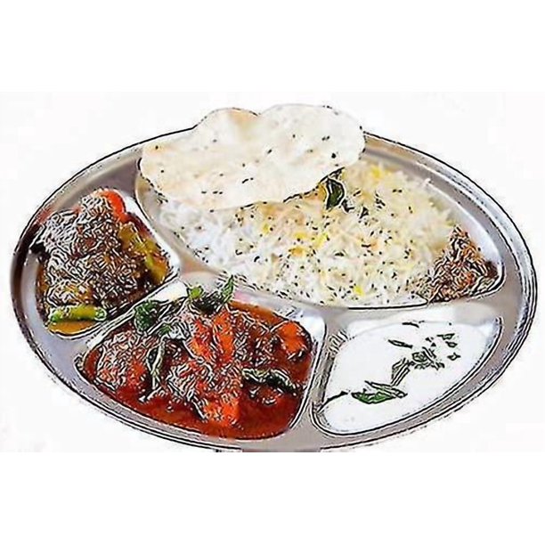 Round 4 Compartment Thali,stainless Steel 4 Compartment Round Thali,steel 4 Compartment Round Plate,round Thali,dinner Plate,indian Thali,dinnerware T