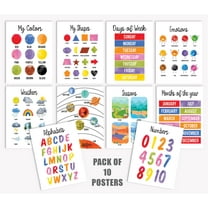 Traceease 10 Educational Posters for Classroom Decor & Kindergarten Homeschool Supplies Baby, Laminated Preschool Learning Chart Materials - Alphabet, Numbers, Month Of The Year,Emotions,Colors