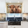 thumbnail image 5 of FREEAMG 36 Inch Length Kitchen Curtains Highland Cows 2 Panels Half Window Sheer Curtains Rod Pocket Farmhouse Short Drapes for Bathroom Cafe Basement, 5 of 6