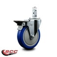 thumbnail image 2 of 5 Inch Blue Polyurethane Wheel Swivel 3/4 Inch Square Stem Caster with Brake, 2 of 2