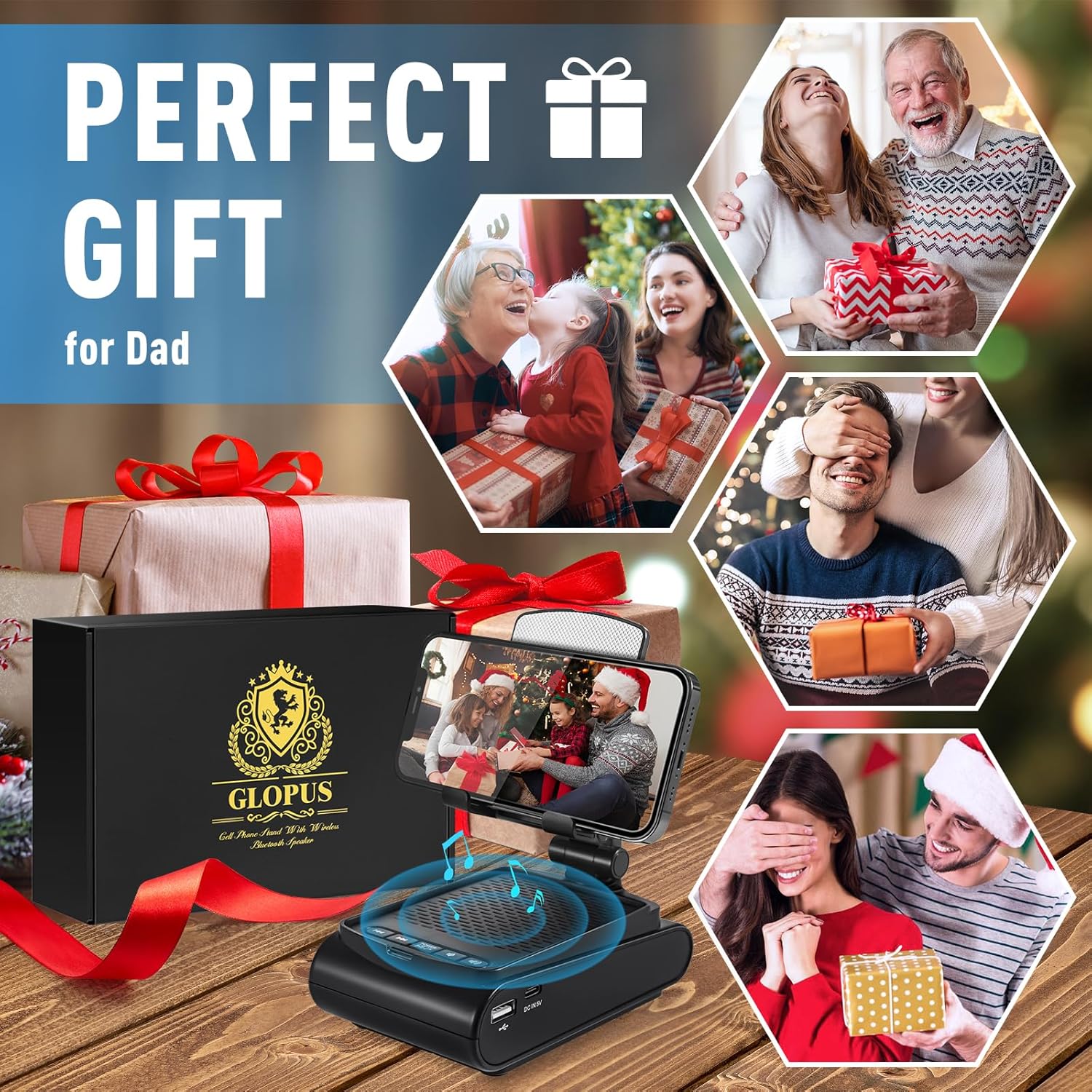 Pcs Wireless Bluetooth Speaker Cell Phone Stand - Unique Gifts for Men/Teens, White Elephant Stocking Stuffers