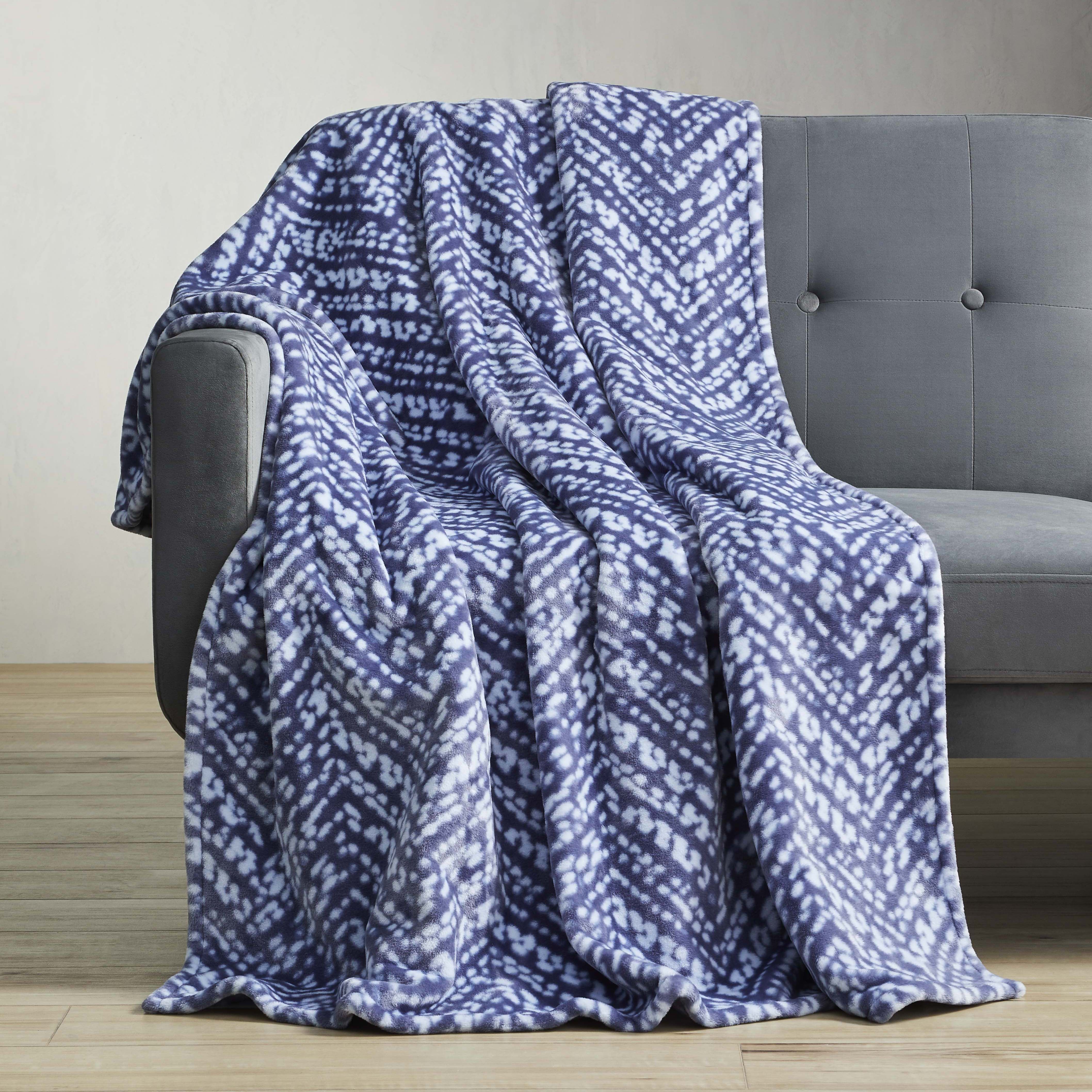 Better Homes & Gardens Herringbone Polyester Throw Blanket, Blue