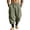 Army Green, variant on Men's Linen Pants Contrast Color Cuffed Jogger Drawstring Design Breathable Casual Pants Lightweight Everyday Trousers White S