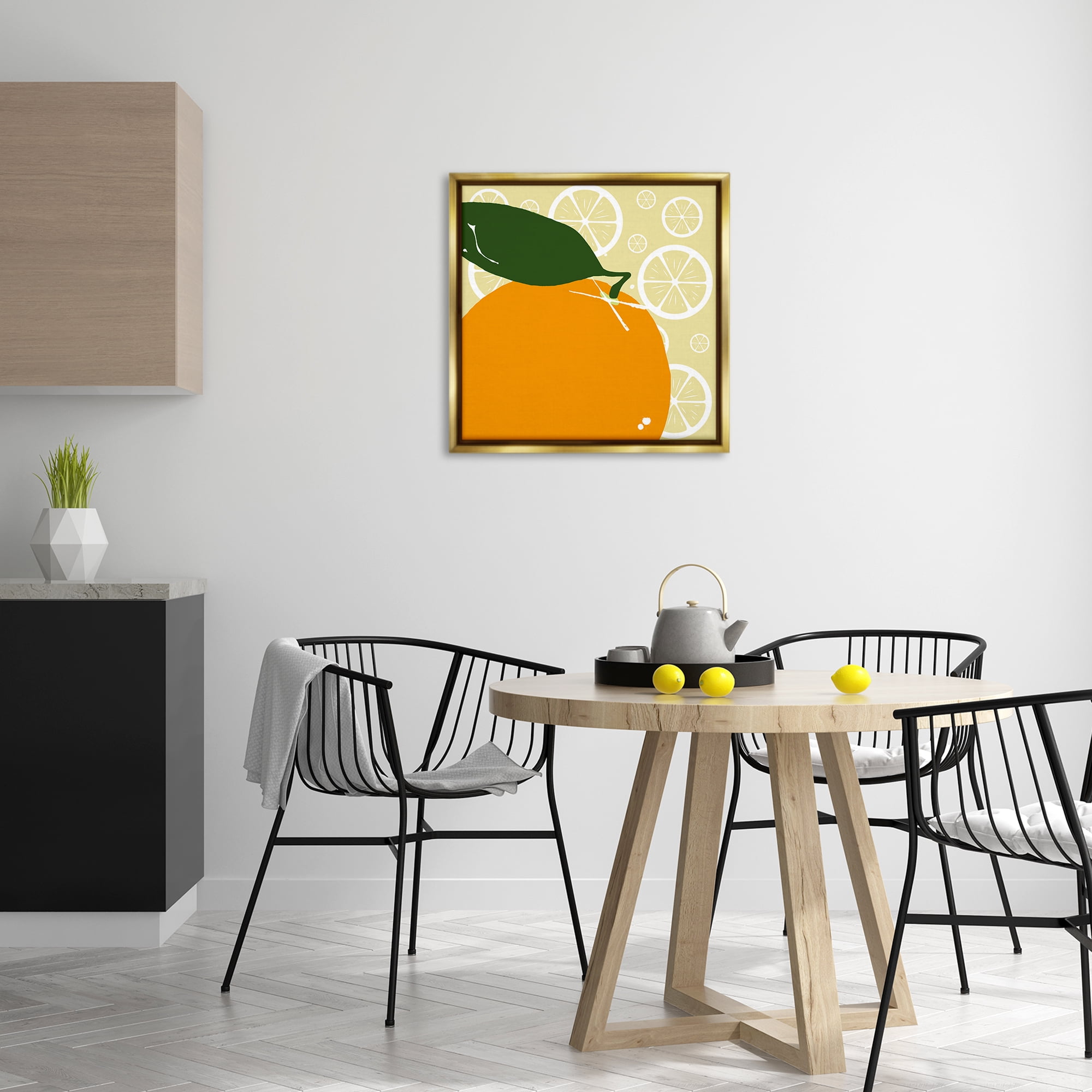 Stupell Industries Bright Orange Fruit Food & Beverage Painting Gold Floater Framed Canvas Art Print Wall Art, 25 x 25