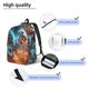 thumbnail image 3 of Disketp Blue Dragon And White Tiger print Canvas Backpack Lightweight Travel Daypack Student Rucksack Laptop Backpack-, 3 of 5