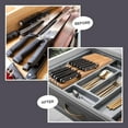 thumbnail image 5 of In-Drawer Knife Block - Bamboo Knife Drawer Organizer for Kitchen - Fits 5 Long + 6 Short Knives - Store Knives with Blades Pointing Down - Wooden Steak knife Holder without Knives, 5 of 9