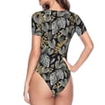 thumbnail image 3 of Uemuo Rose Flowers Pattern Women's One Piece Short Sleeve Swimsuit Rash Guard Surfing Modest Quick-drying Swimsuit Beach Essentials-Large, 3 of 9