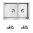 thumbnail image 2 of Stylish Undermount 28" Stainless Steel Double Bowl Kitchen Sink with Strainers S-403, 2 of 10