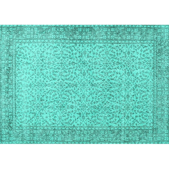 Ahgly Company Machine Washable Indoor Rectangle Persian Turquoise Blue Traditional Area Rugs, 2' x 5'