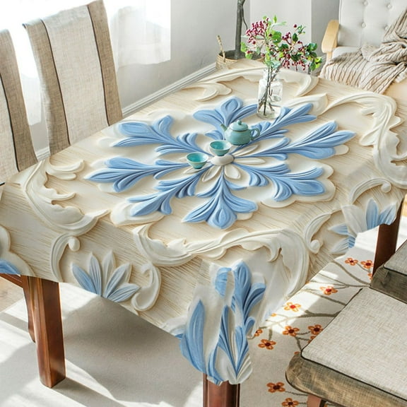 BZSMCE Square Tablecloth Blue Snowflake Pattern Tableclothes