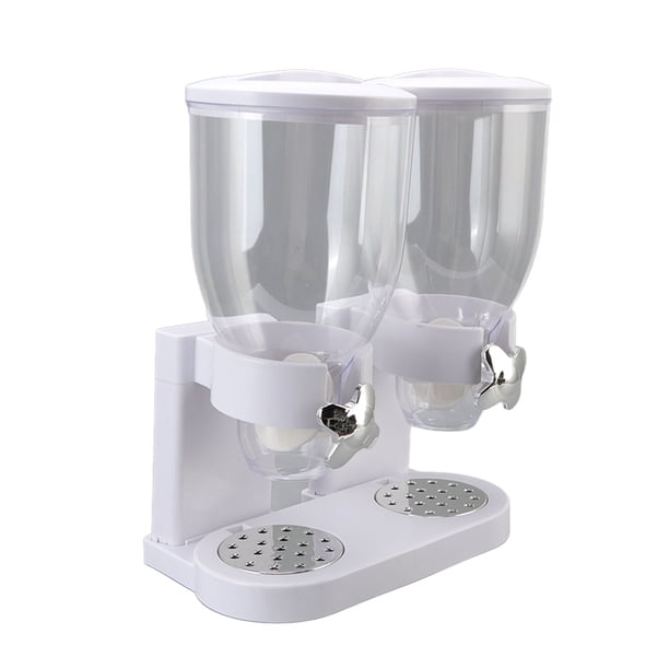 Dispensador De Cereales, Dispensador De Alimentos Secos, Distribución Uniforme, Contenedores Dobles Herméticos De 7 L Para El Hogar ANGGREK Blanco