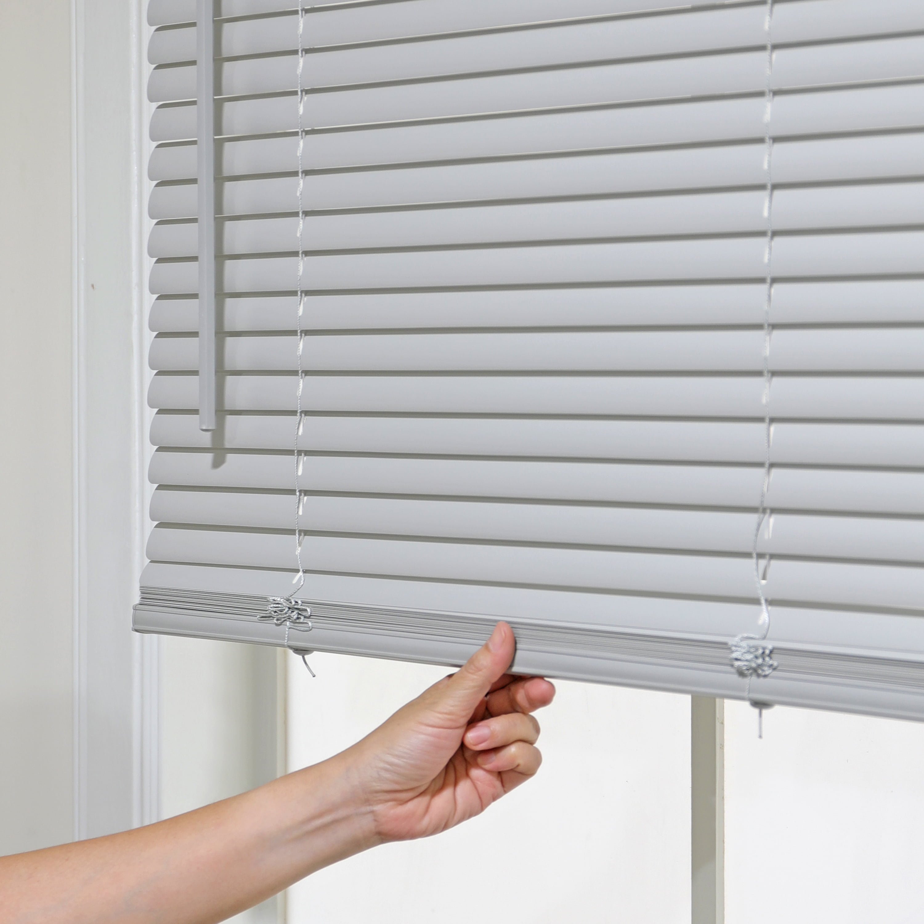 (2 pack) Mainstays 1 in. Cordless, Room Darkening Vinyl Blind, Gray, 43\"W x 64\"L