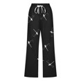 thumbnail image 4 of YDLCAFD Women's Spring And Summer Printed Lace Up Pocket Loose Wide Legged Capris (3), 4 of 4