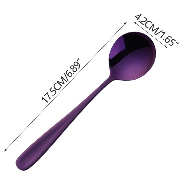 Cucharas de Sopa Cuchara Redonda de Mango Plano de Acero Inoxidable 304, Cuchara de Comedor Gruesa Y Cuchara de Sopa para Uso Doméstico