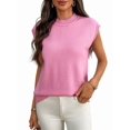 thumbnail image 3 of Women'S Mock Neck Sweaters Vest Business Casual Trendy Tops Fall Outfits Pink XL, 3 of 9
