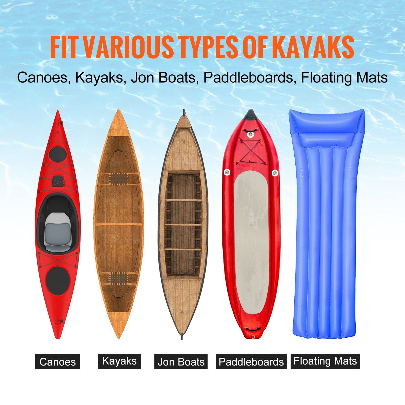 Heavy Duty Kayak Cart with 12" Wheels, Foldable Canoe Trolley, Adjustable Width 6.69-17.32", 350LB Capacity for Kayak/Canoe/Paddleboard