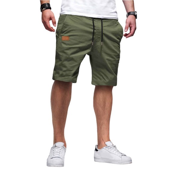 Men's Casual Shorts Lightweight Woven Summer Shorts with Drawstring Waist Solid Color Shorts Multiple Colors Available