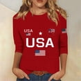 thumbnail image 2 of Youpwaven 250th Anniversary USA 3/4 Sleeve Crewneck Flag Graphic Tee Pullover for Women, America 250 Semiquincentennial Independence Day Patriotic Celebration Fashion Outfit, 2 of 5