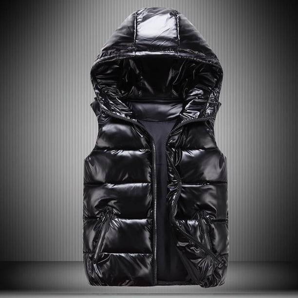 Chaleco de algodón con cuello alto y cara brillante para padres e hijos, chaleco de algodón ajustado con capucha y marca de moda para hombre, para parejas