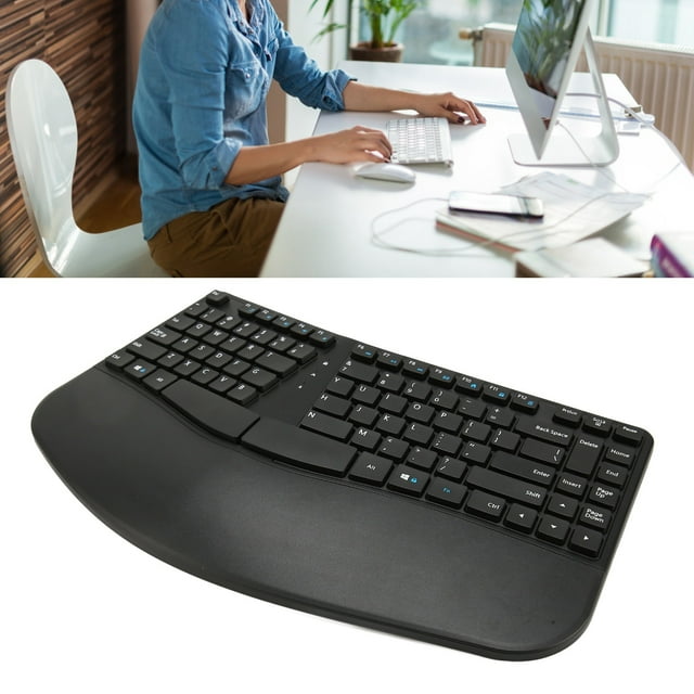Ergonomic Keyboard, 87 Keys Built In Shortcuts Computer Keyboard For Offices