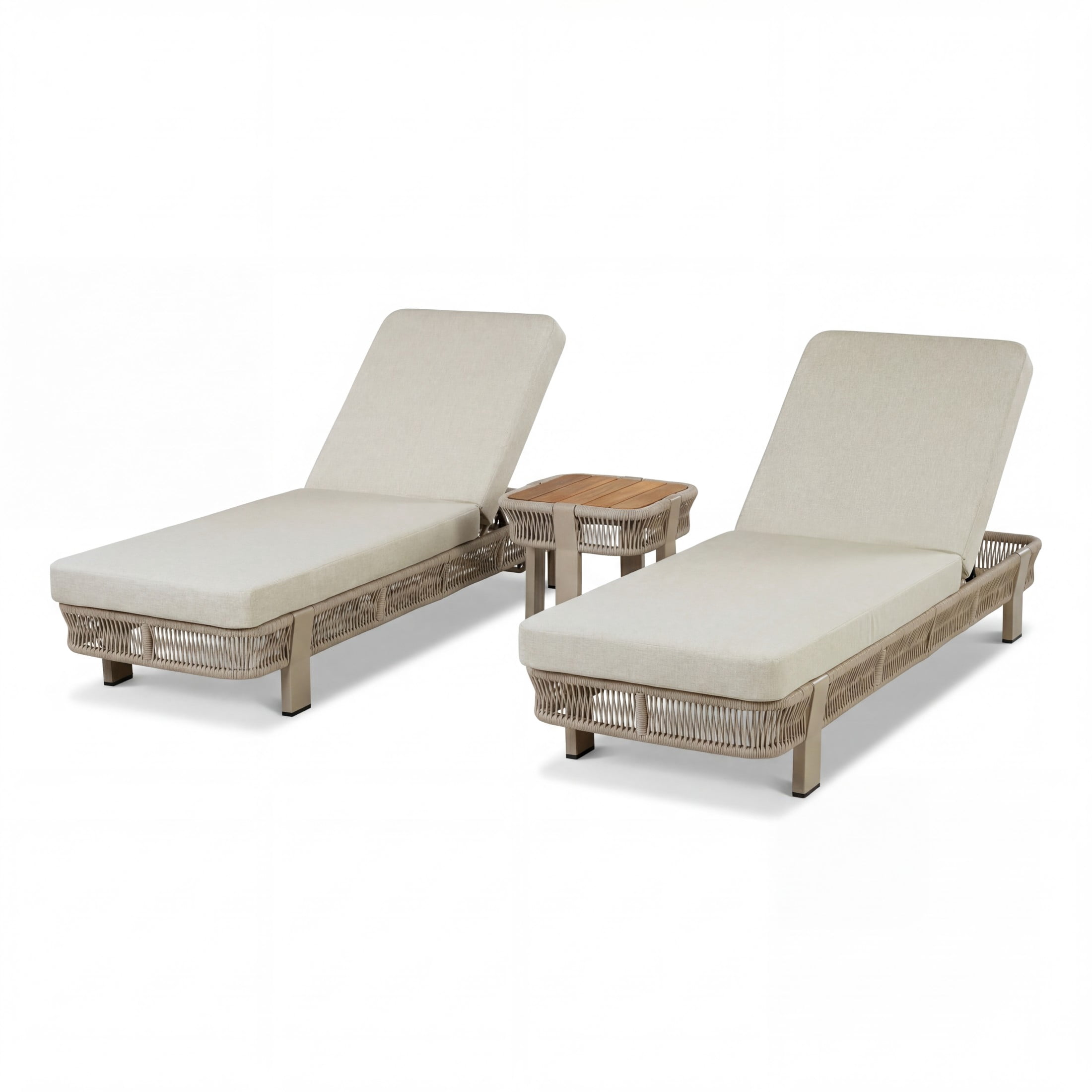 Christopher Knight Home 5-Piece Boho Outdoor Chaise Lounge Set with Table and Cushion, Beige+Natural