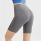 thumbnail image 4 of Pantalones cortos de yoga con bolsillos y rayas de color liso para mujer, cintura alta, realce de cadera, compresión abdominal y moldeador corporal, de poliéster., 4 of 5