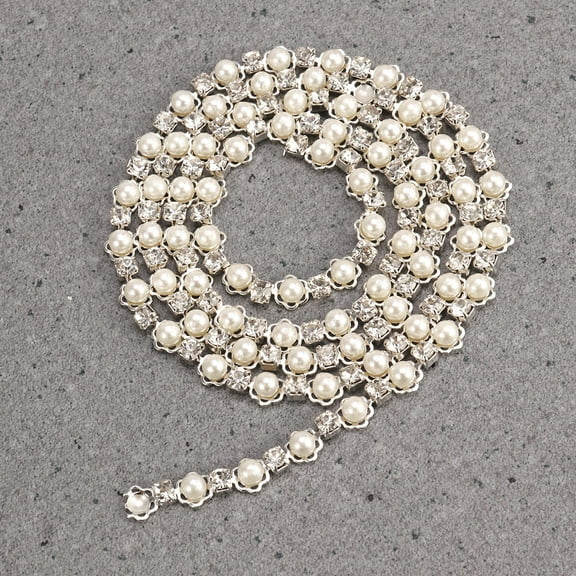 Masteelf Rhinestone Pearl Chain for Sewing Craft DIY Trim Adjustable for Shoes and Accessories 91CM