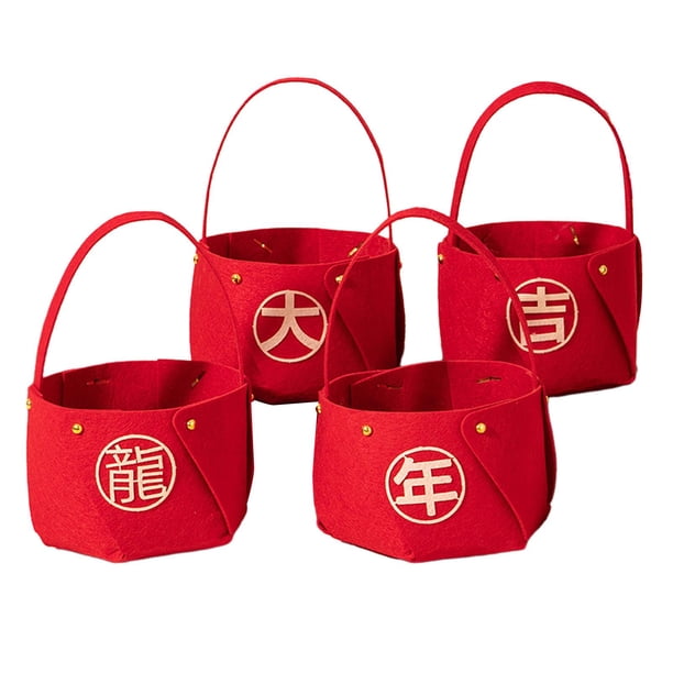 Conjunto de canastas de frutas deshidratadas para celebrar el Año Nuevo Chino, 4 piezas, decoraciones sencillas hechas a mano para hoteles 15cmx11cm