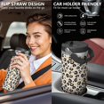 thumbnail image 5 of Leopard Print 30oz Handheld Travel Tumbler with Handle – Double Wall Stainless Steel Insulated Cup, Flip Straw Lid, Leak-Proof & BPA-Free for Hot and Cold Drinks – Durable Coffee & Juice Mug Black, 5 of 6