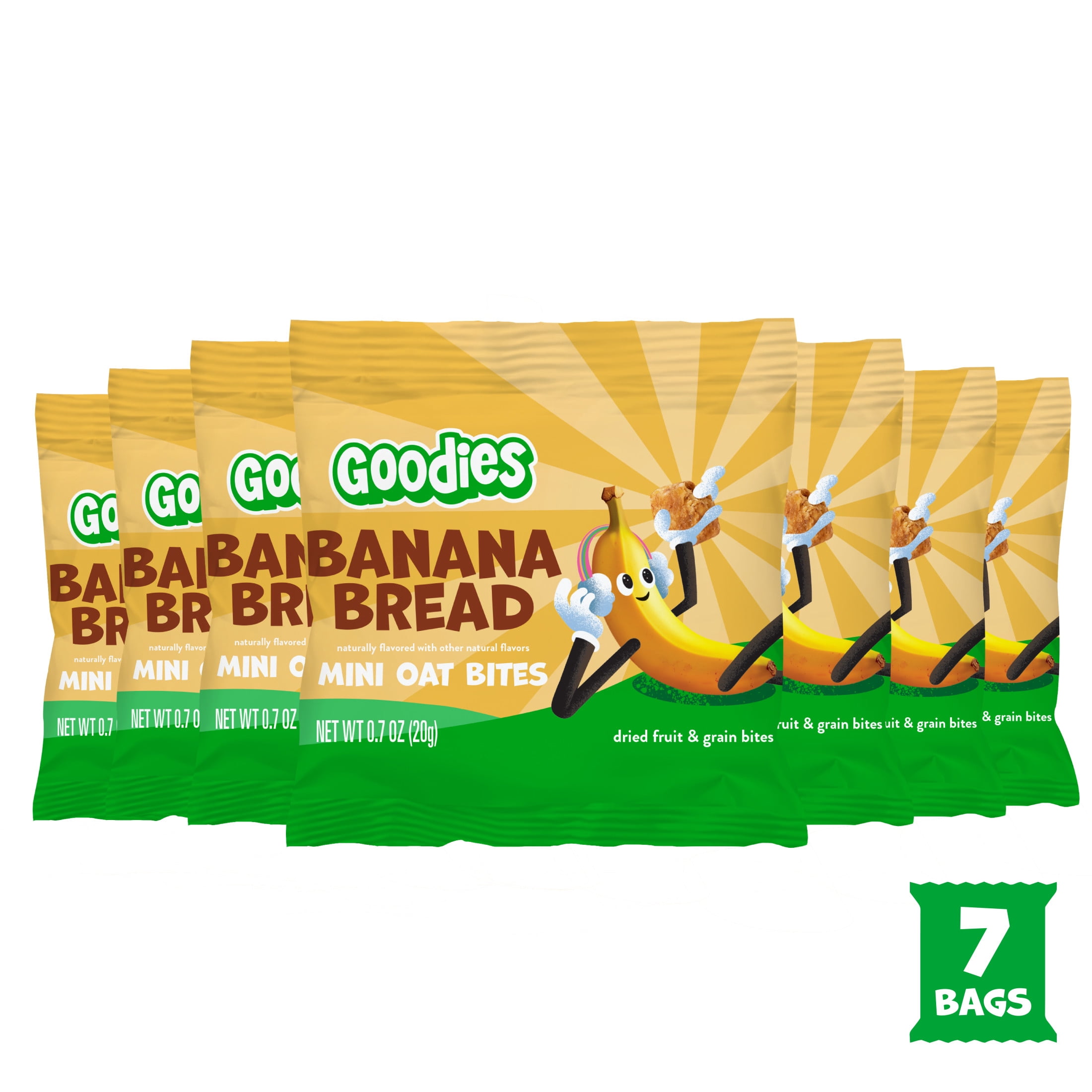 Goodies Banana Bread Mini Oat Bites Kid Snack Bites, Gluten Free & Non-GMO, 7 packs