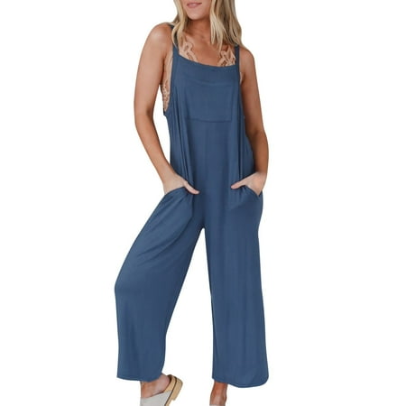 

Booker Womens Casual Summer Jumpsuit Sleeveless Loose Solid Color Fashion Strap Loose Romper