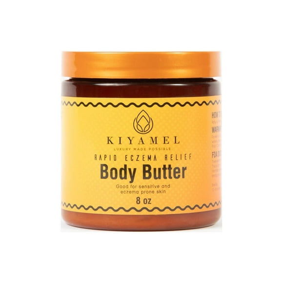 Kiyamel Rapid Eczema Relief Body Butter - Organic Mango & Haitian Castor Oil for Deep Hydration & Fast Itch Relief, Enriched with Jojoba, Grapeseed Oil & Vitamin E