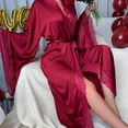thumbnail image 6 of THDHVS Womens Robe,Bathrobe for Women,Silk Robes for Women Long Satin Bride Bridesmaid Wedding Party Robes Lightweight Fashion Sleepwear with Pockets Wine M, 6 of 6