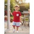 thumbnail image 3 of BemeyourBBs Toddler Baby Boy Baseball Outfits Infant Boys Summer Clothes Letter Baseball Embroidery Short Sleeve T Shirt and Plaid Shorts Set, 3 of 9