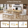 thumbnail image 6 of MODERNLUXE Farmhouse 76inch 6-Piece Extendable Dining Table Set,Kitchen Table Set with 18inch Removable Leaf and Upholstered Dining Chair and Bench for Dining Room,Natural, 6 of 8