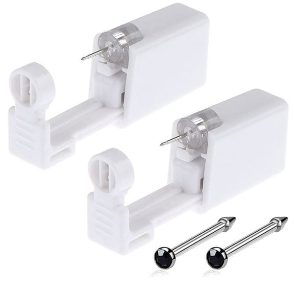 Nose Piercing Gun - 2 Pack Self Nose Piercing Kit Unit Disposable Nose Piercing Gun with Nose Stud Piercing Kit Tool for Cartilage Tragus Helix Piercing Gun Piercing Jewelry (Black)