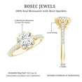 thumbnail image 6 of Rosec Jewels Round Moissanite Engagement Ring with Side Stones - 2 Carat Ring - 8 mm Round - D-VS1 Quality Certified, 10K Yellow Gold, US 10.00, 6 of 9