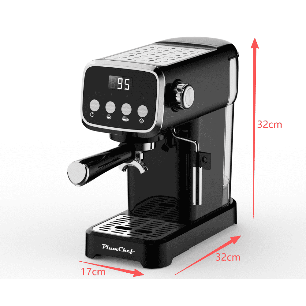 20BAR Slim Vertical Espresso Machine with Milk Frother, Built-in Cup Warmer, 43 OZ Detachable Tank, for Rich Espresso, Americano, Latte, Compact Space-Saving Design, Screen Button,Black