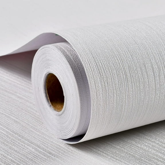 Grasscloth Textured Wallpaper 24in X 393in Fabric Contact Paper White Wall Paper Linen Peel and Stick Self-Adhesive Thick Vinyl Embossed Film Wallpaper (White)