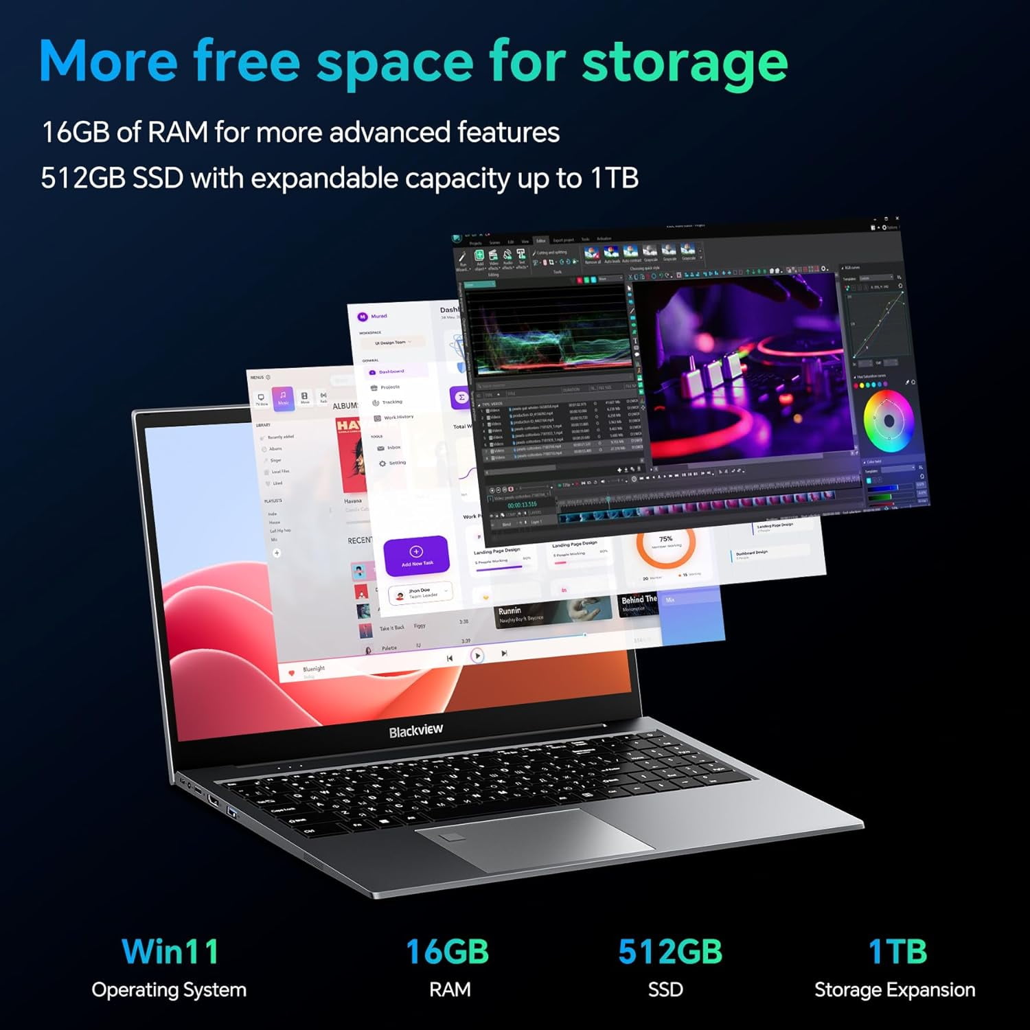 Blackview Acebook 8 Laptop, 15.6'', 16GB RAM, 512GB SSD, Intel N97