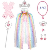 Princess Dress-up Jewelry Toys for Toddler Girls 3-6 Years, Princess Costume Cloak Set for Girls Party Dress