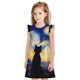 thumbnail image 1 of Fotbe Cat Under Starry Skies Vestido de Dormir para Niñas de 3 a 10 Años, Mangas Cortas, Estilo Princesa, Pijama Camisón con Mangas Voladas-Medium, 1 of 6