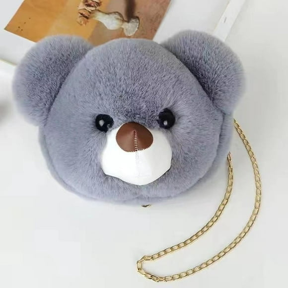 New Doll Lolita Bag Plush Bear Head Crossbody Bag Cute Small Bag Japanese Furry Lolita Bear Bag