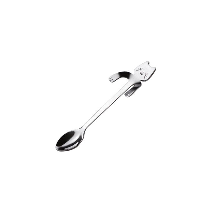 4 unidades Mini cucharas para sopa, postre y condimentos con forma de gatito