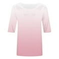 thumbnail image 4 of TOWMUS Elbow-Length Womens Summer Tops Soft Cool Gradient Casual T-shirts Crew Neck Workout Shirt Loose Pullover, 4 of 4