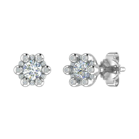 1/4 Carat Diamond Floral Cluster Stud Earrings in 10K White Gold